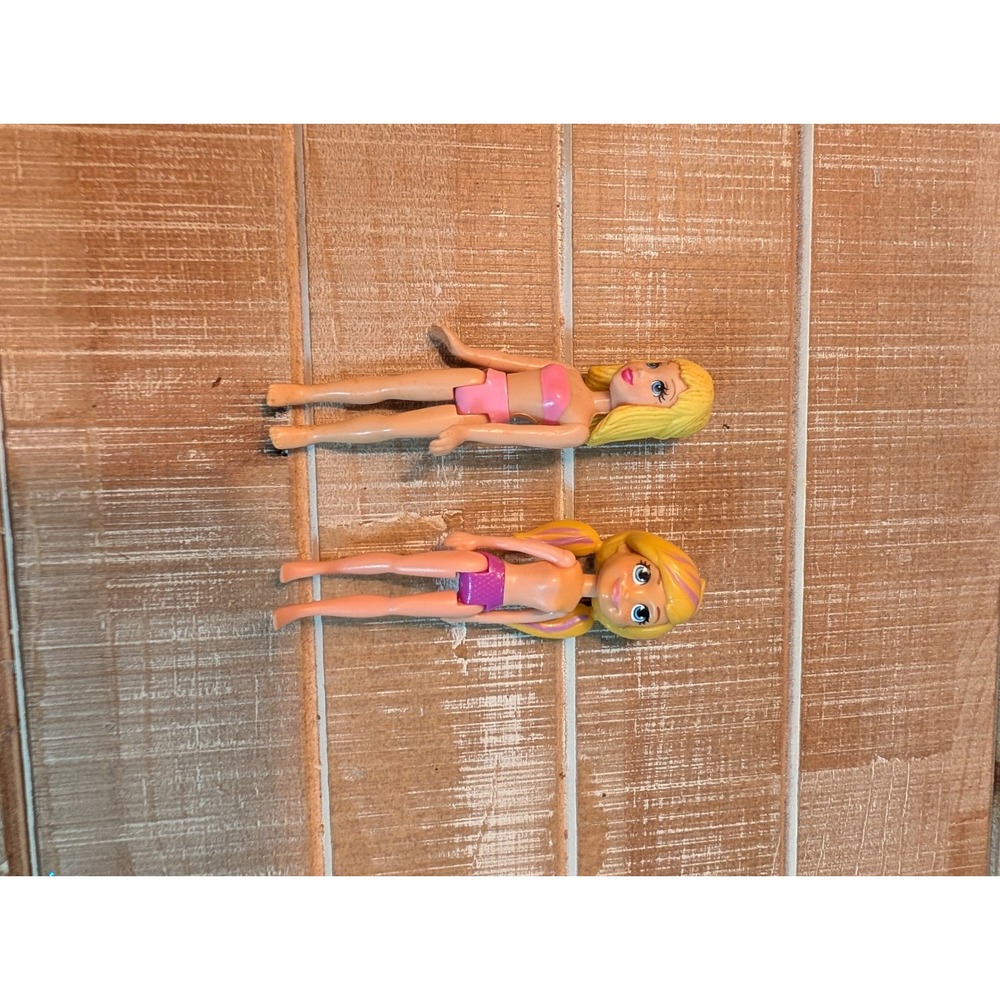 Polly Pocket Blonde Doll Lot of 2 Pink Figures Pigtails Blonde lot